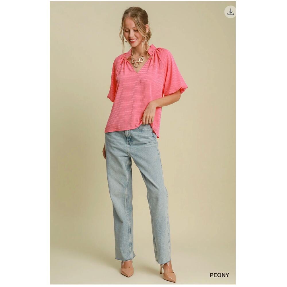 Umgee- Striped Silk Jacquard Blouse - Small - Picture 2 of 5